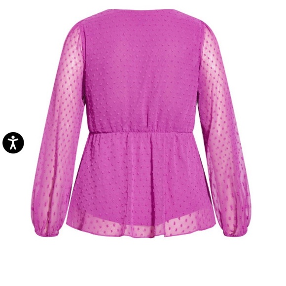 CITY CHIC TOP V NECK FAUX WRAP LONG SLEEVE LILAC PURPLE COLOR - Picture 13 of 13